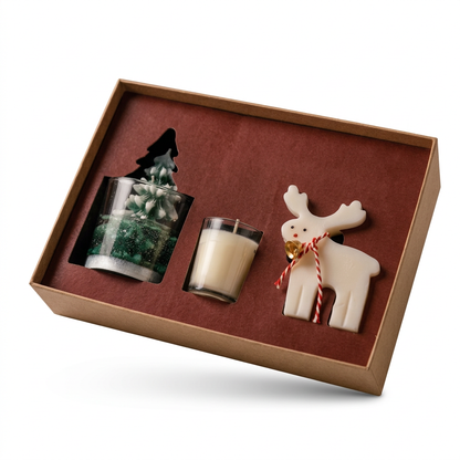 Complete Christmas candle gift set on white background