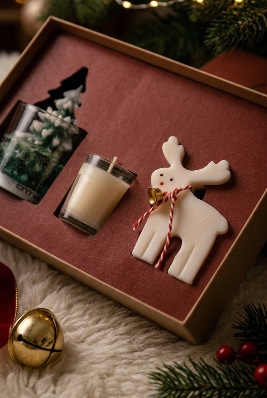 Reindeer accent with striped cord and golden bell