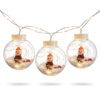 Santa Christmas LED globe garland on a white background