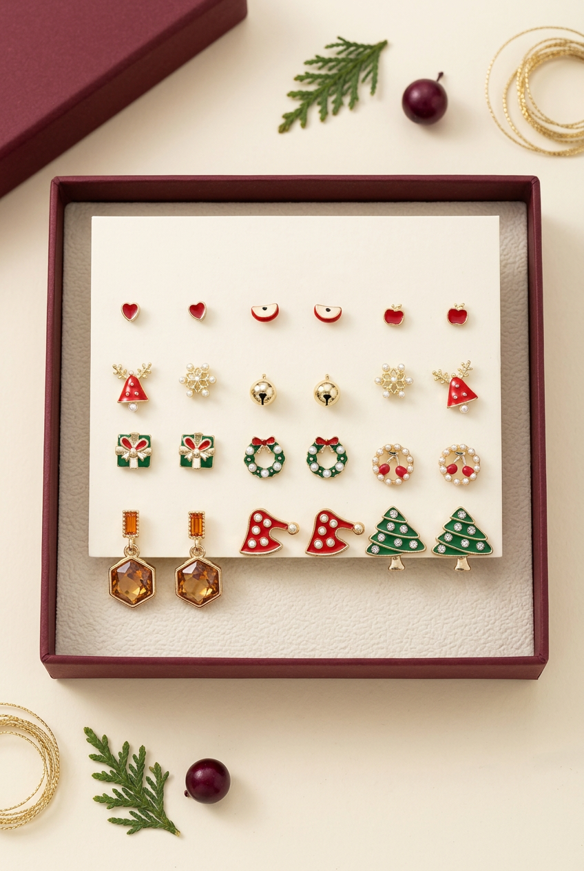 Full Christmas earring assortment detail