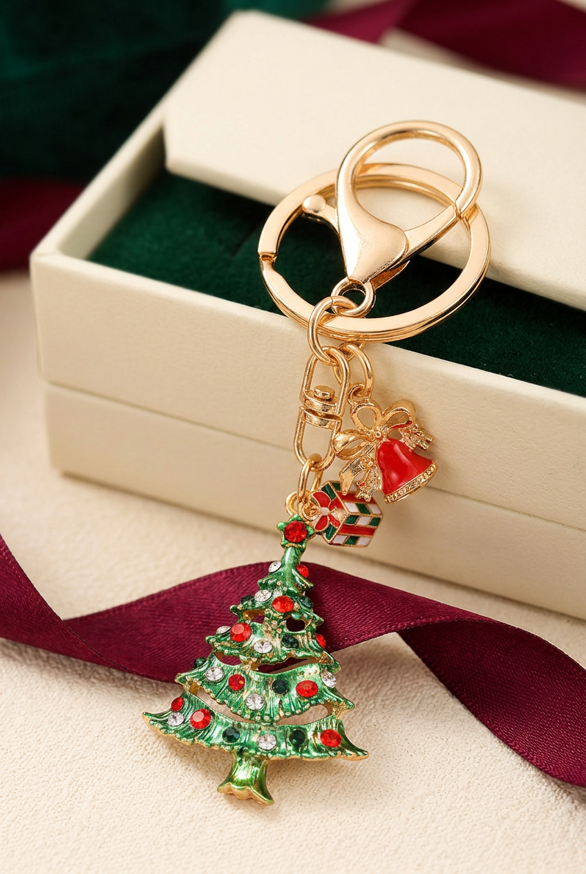 Gold-tone key ring and clasp details