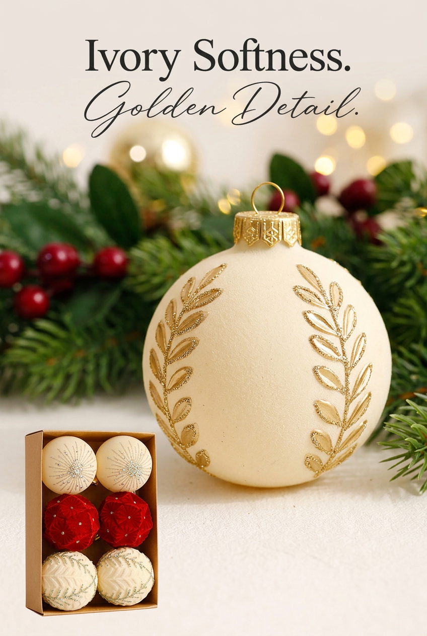 Ivory ornament with golden botanical pattern