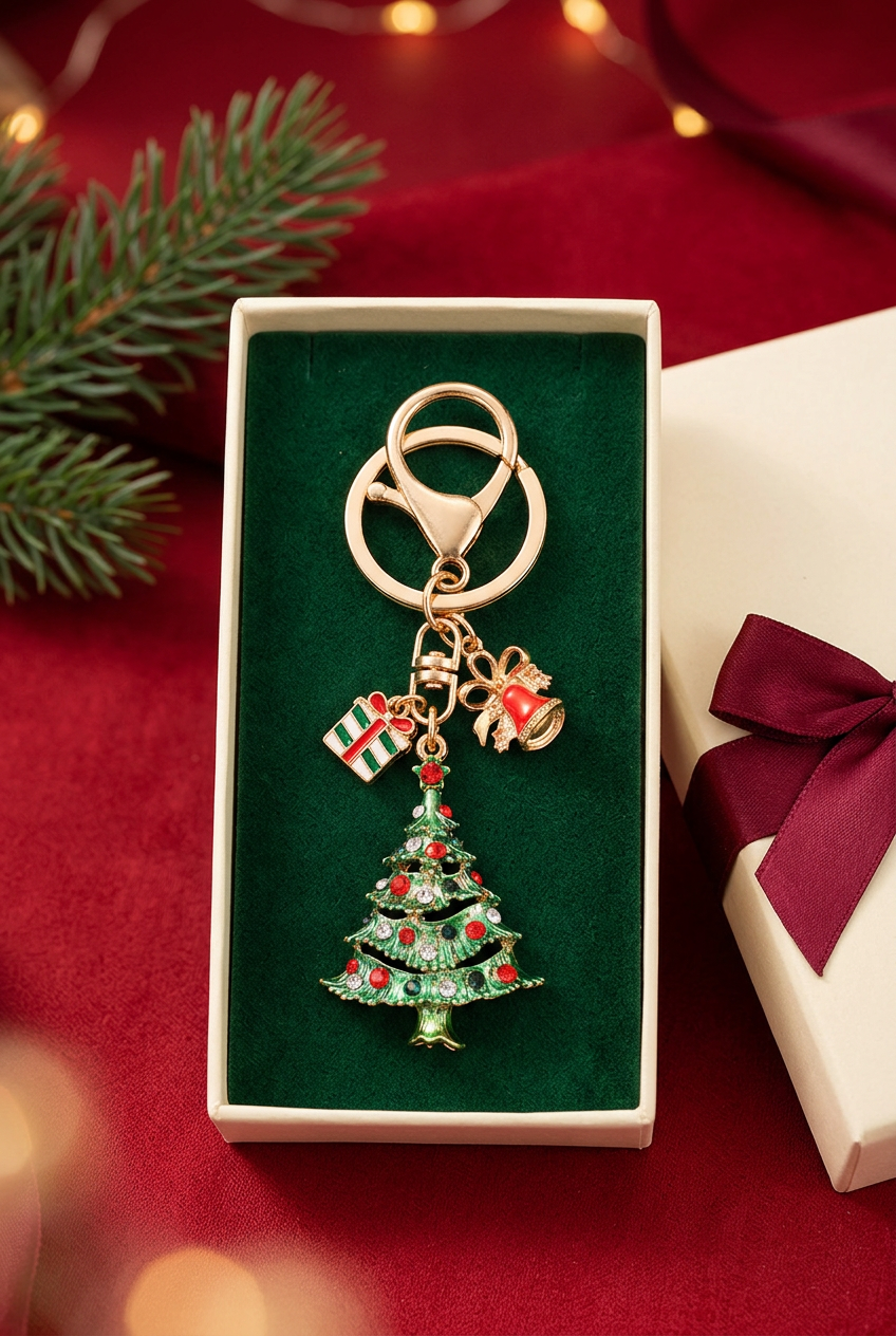 Christmas keychain in unbranded gift box